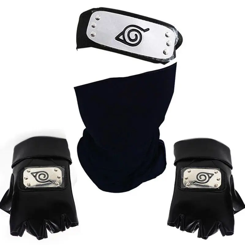 Anime Hatake Kakashi Gloves Mask Headband Accessories Kunai Konohagakurenosato Sign Cosplay Props Christmas Party Props