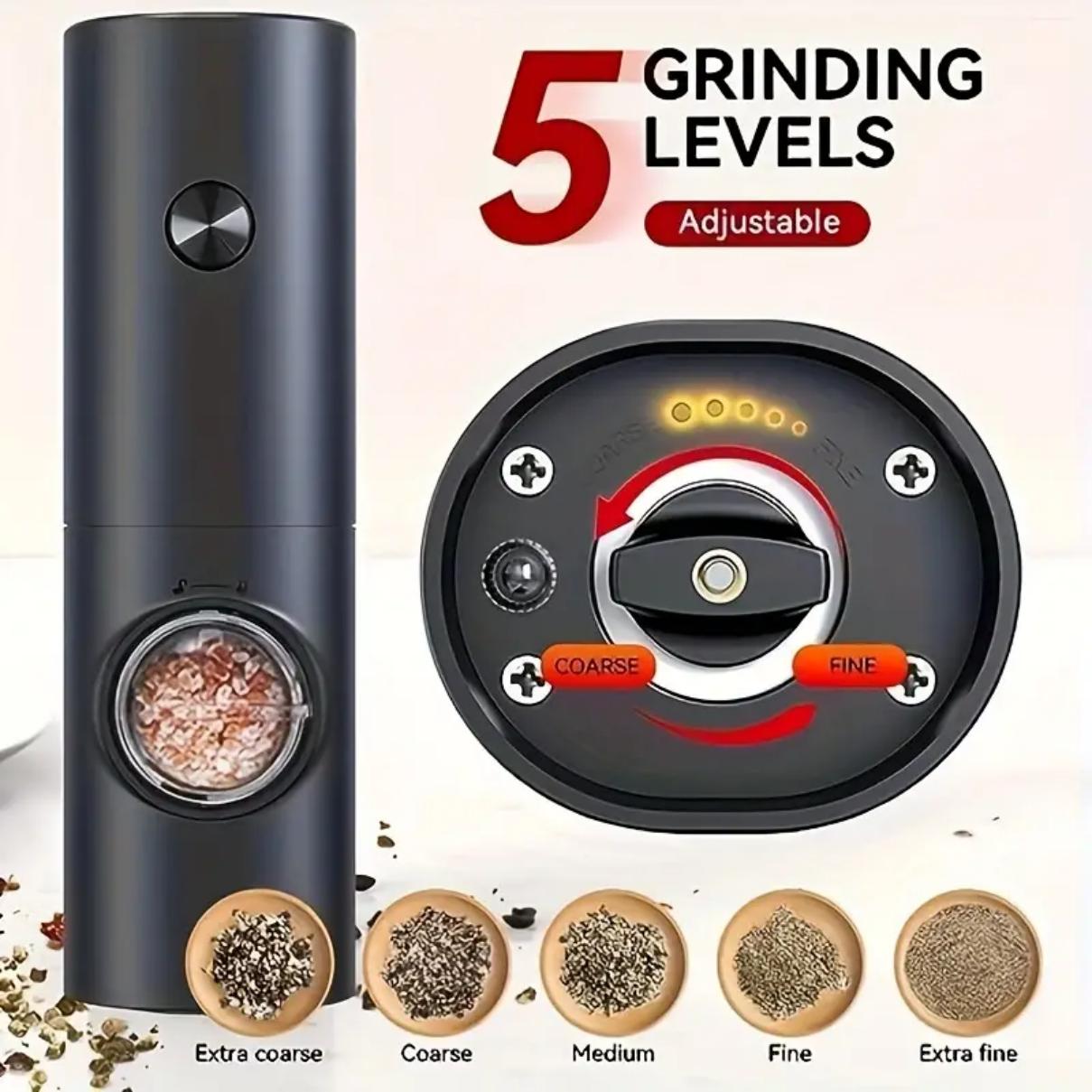 2-Piece Electric Salt & Pepper Grinder Set, Adjustable Coarseness Salt & Pepper Mills with Base, Spice Grinders for Kitchen, Dining & BBQ #GLOBAL PICKS