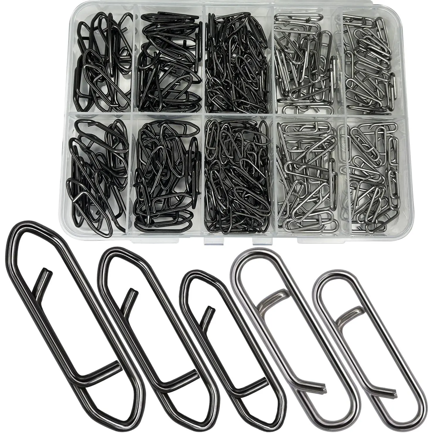 Fishing Power Clips, 200pcs Fishing Speed Clips for Fishing Lure Quick Change, High Strength Stainless Steel Clips Snap Freshwater Saltwater Crankbait Popper Lure Connector Tackle