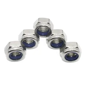 M6 x 1mm DIN985 Self-Locking Nylon Insert Hex Lock Nuts,Stainless Steel A2-70/304/18-8,Plain Finish,Quantity 100 count