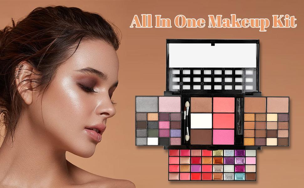 Makeup Kit for Women Full Kit including 36 Eyeshadow Make up,16 Lip Gloss,12 Glitter Cream, 4 Concealer, 3 Blusher,1 Bronzer, 2 Highlight and Contour - All in One Make-up Kit 74 Colors