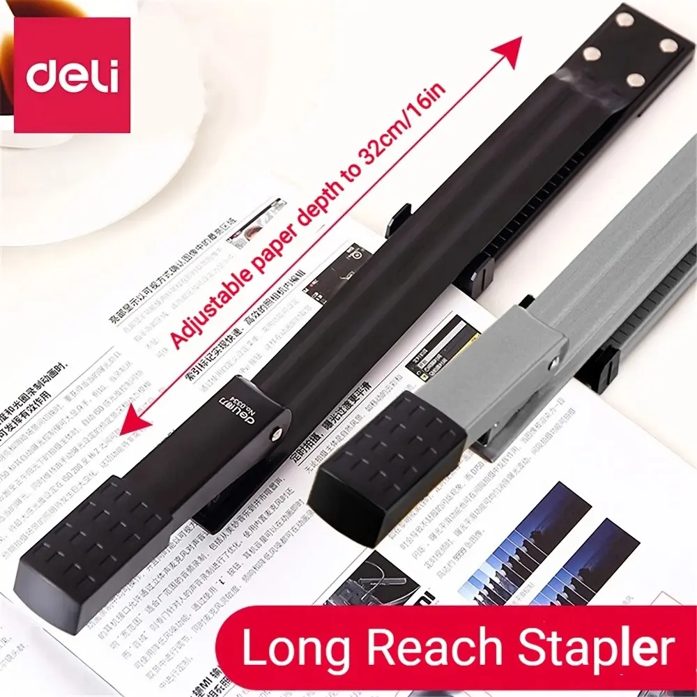 1 Set Long Arm Manual Stapler for Office and Home Use, Random Color, Ideal for Document Binding, Durable Design, Perfect for Daily Tasks
