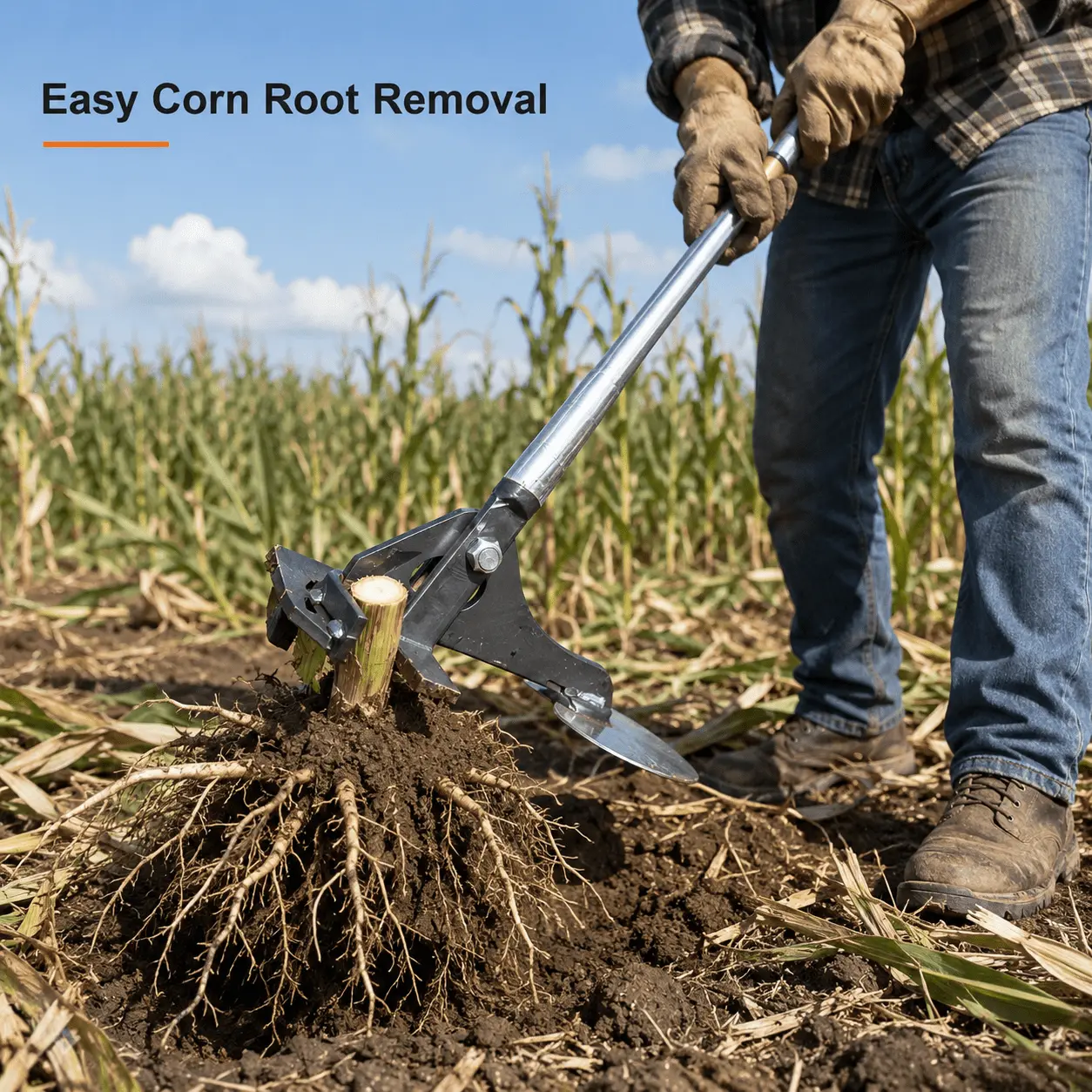Heavy-Duty Manual Lever-Action Puller Tool with Serrated Jaw, Stable Footplate, Labor-Saving Weed Extractor for Corn Root Removal, Garden & Farm Use (Handle Not Included)