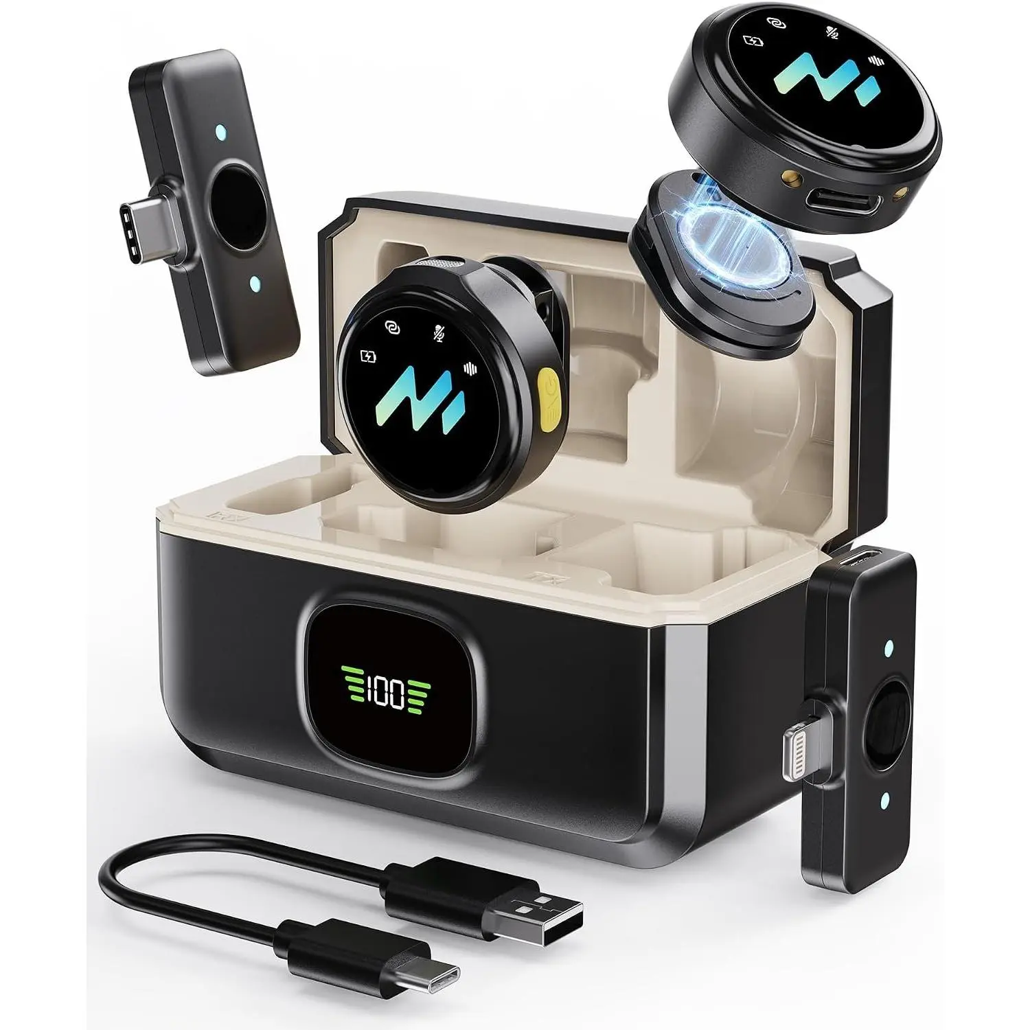 Wireless Lavalier Lapel Microphone with Hi-Fi Audio, Universal OS Compatibility for iPhones & Android Phones