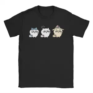 Men Nerdy Chiikawas and Friends Book Club Hachiware Usagi T Shirt  Pure Cotton Tops Vintage Crew Neck Tee Shirt Gift T-Shirt