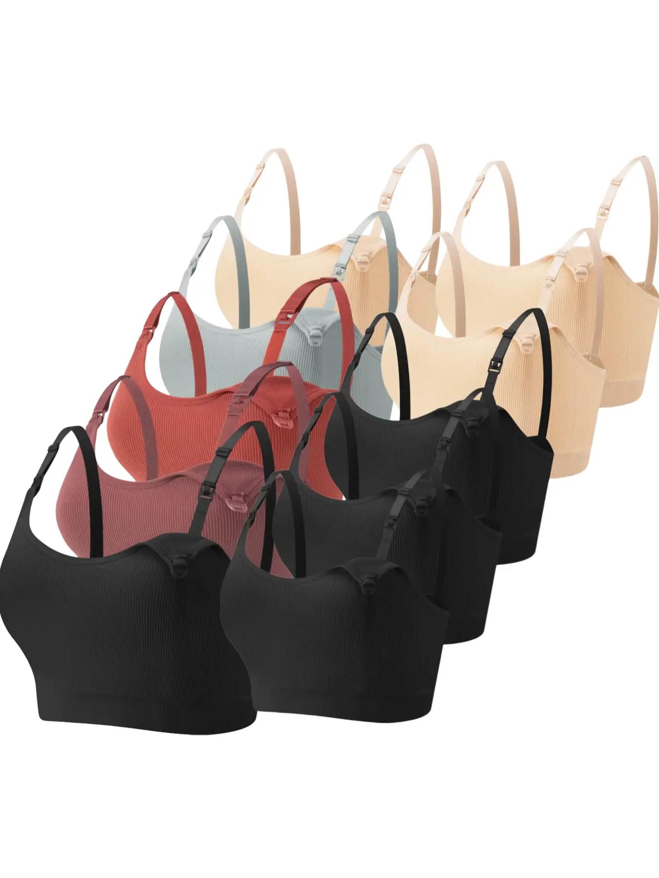 Solid Ribbed Adjustable Strap Wireless Bra, Comfort Maternity Lingerie Bra for Women, Maternity Lingeries for All Seasons