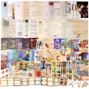 200pcs Vintage Junk Journal Supplies,Scrapbook Supplies Scrapbooking Paper and Stickers Ephemera for Art Aesthetic Journaling Kit Collage(Art)fidget toys