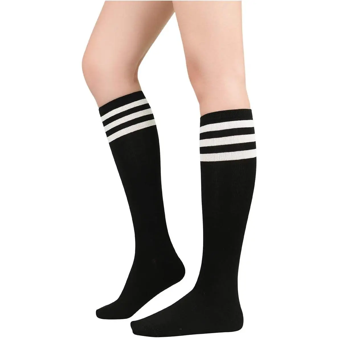 New Knee High Striped Socks for Women - Long Thin Tube Sports Thigh High Socks Tall Stockings