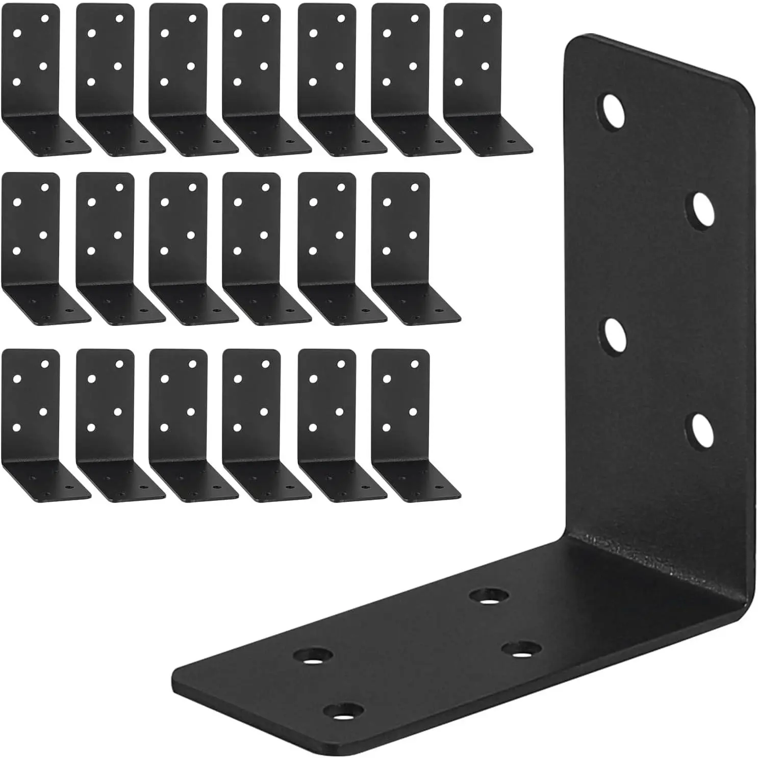 20Pcs Black L-Shaped Corner Braces, 3x3x1.5 Inch 2mm Steel 90 Degree Right Angle Brackets for Raised Garden Bed, Furniture, Bed, ShelfGift
