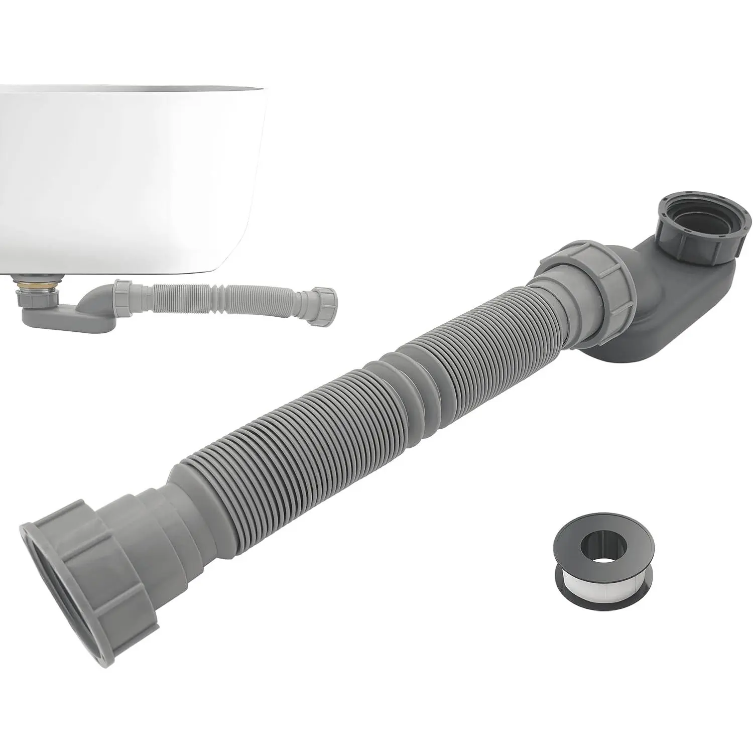 1 1/2 Inch Tub Drain Kit with Low Profile P ,Flexible Drain Pipe for Freestanding Tub, RV Shower, Clawfoot Tub - Low Profile Shower Drain Kit, Easy Installation