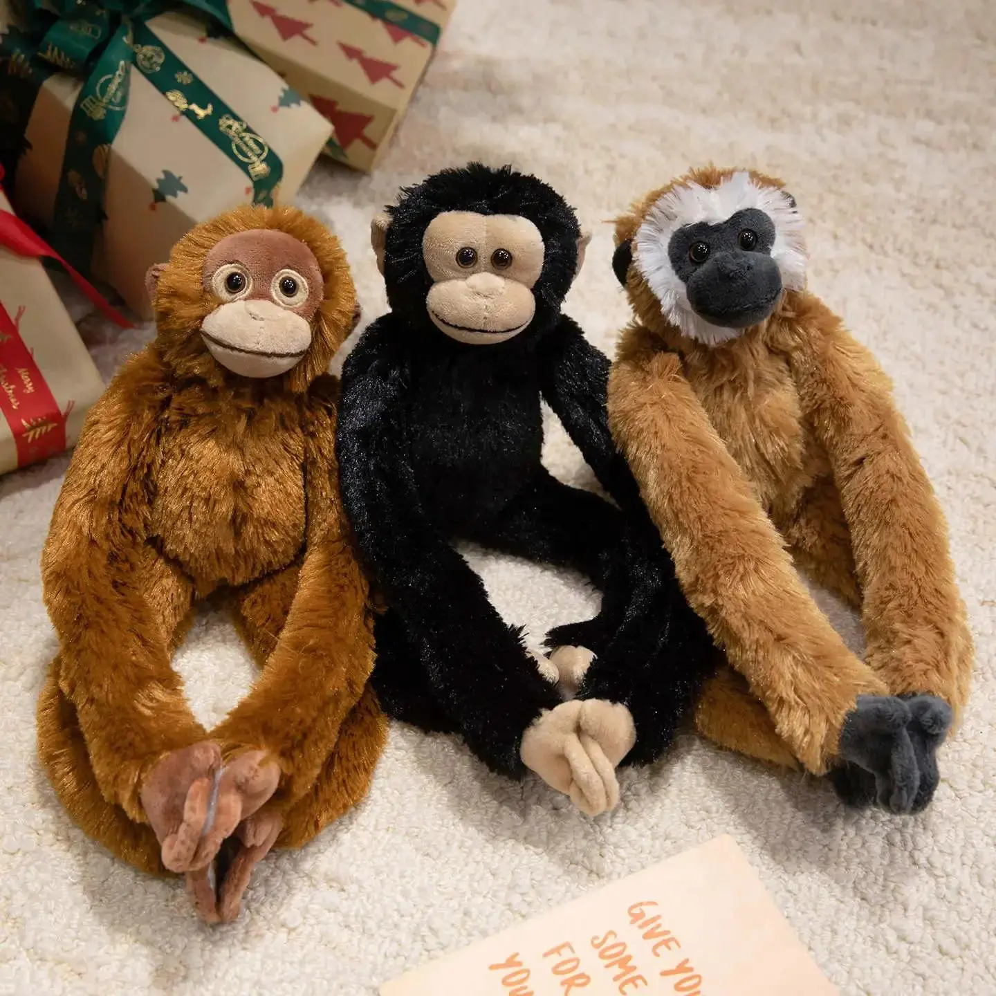High Quality Unisex Hanging Animal Plush Toys - 1 Monkey, 1 Sloth, Orangutan Dolls, 50 cm One Size, Soft Plush, Mom-Child Cuddly Home Decor, Kid Gift, Stress Relief Classic Novelty Toy (0.5-2 cm Differences), Dropship, 1 Brown Orangutan