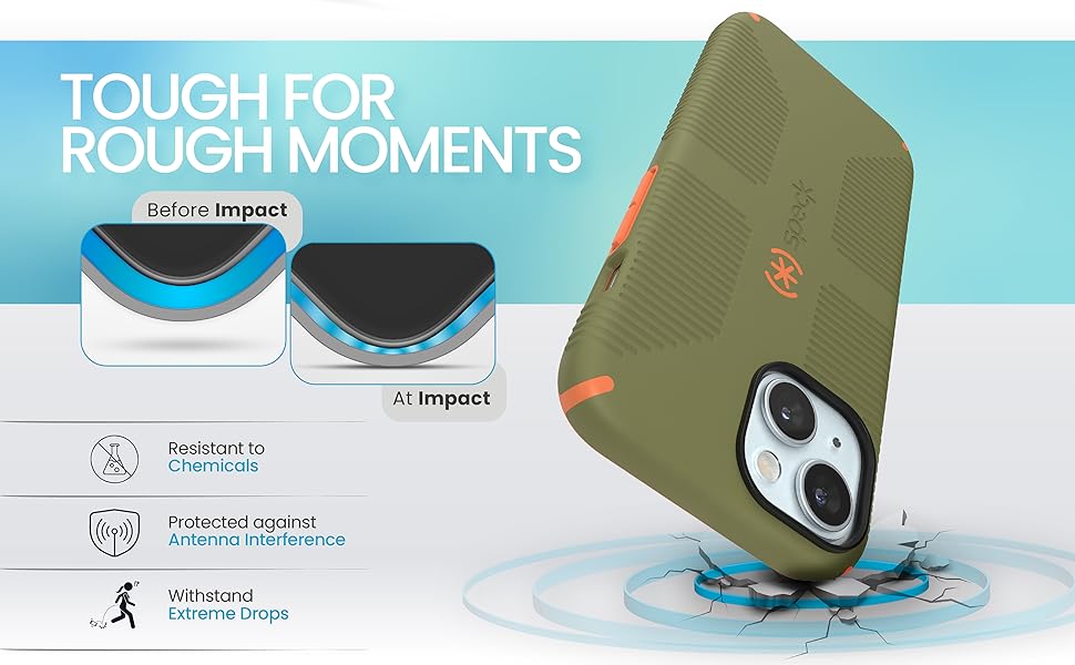 Speck iPhone 15 Case - Built for MagSafe, Drop Protection Grip – for iPhone 15 iPhone 14 & iPhone 13 - Scratch Resistant, Soft Touch, 6.1 Inch Phone Case - CandyShell Grip Black/Slate Grey