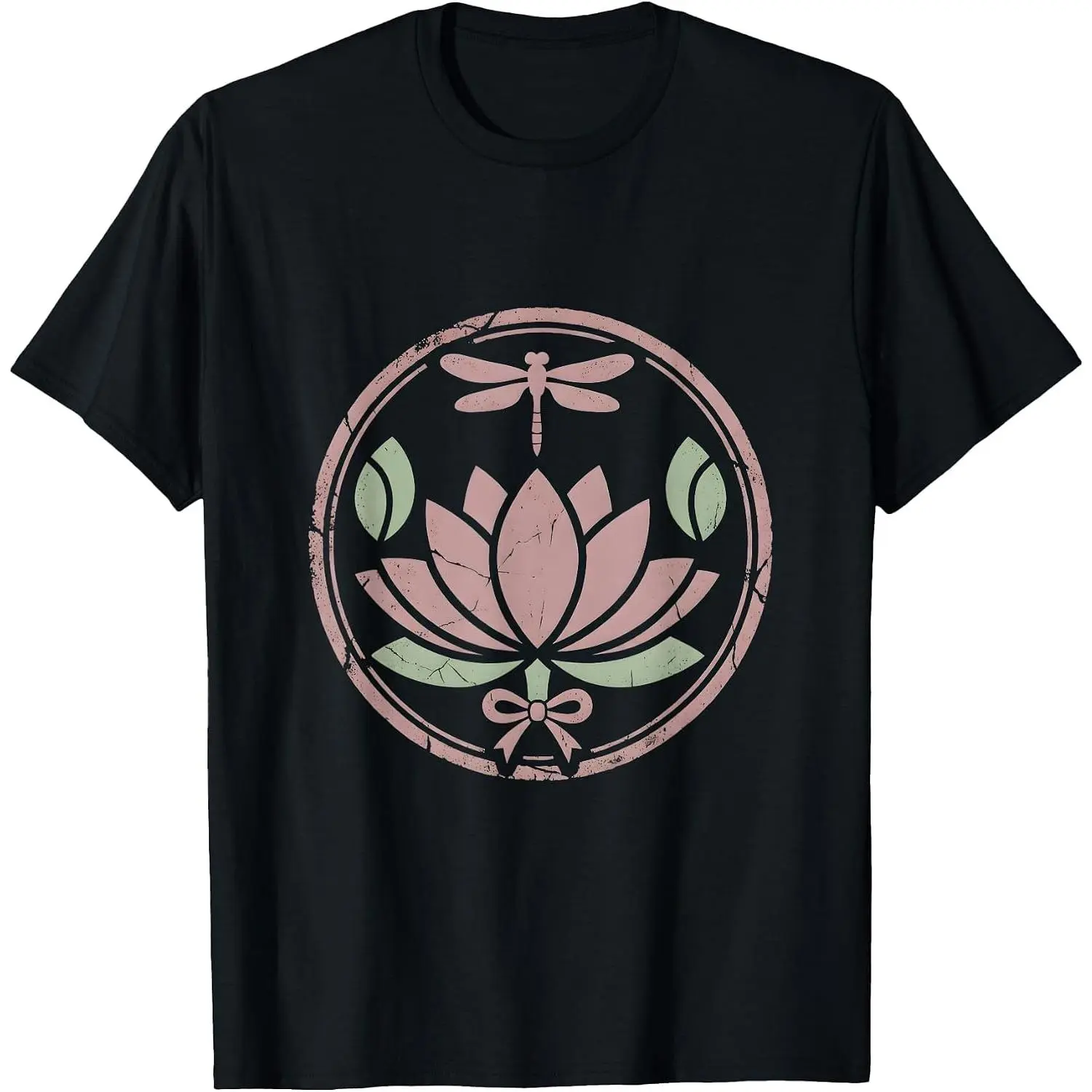 Men's Lotus Bloom Chemo Port Awareness Graphic T-Shirt, Streetwear Shortsleeve Cotton Casual Breathable Top, Fabric, Piece, Round Neck