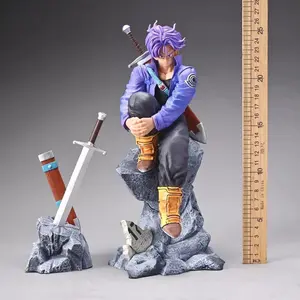 Dragon Ball Future Trunks Sitting Figure, Classic Contemplative Pose, Jacket, Detailed Hair, 28cm PVC Collectible, Plastic Figurines
