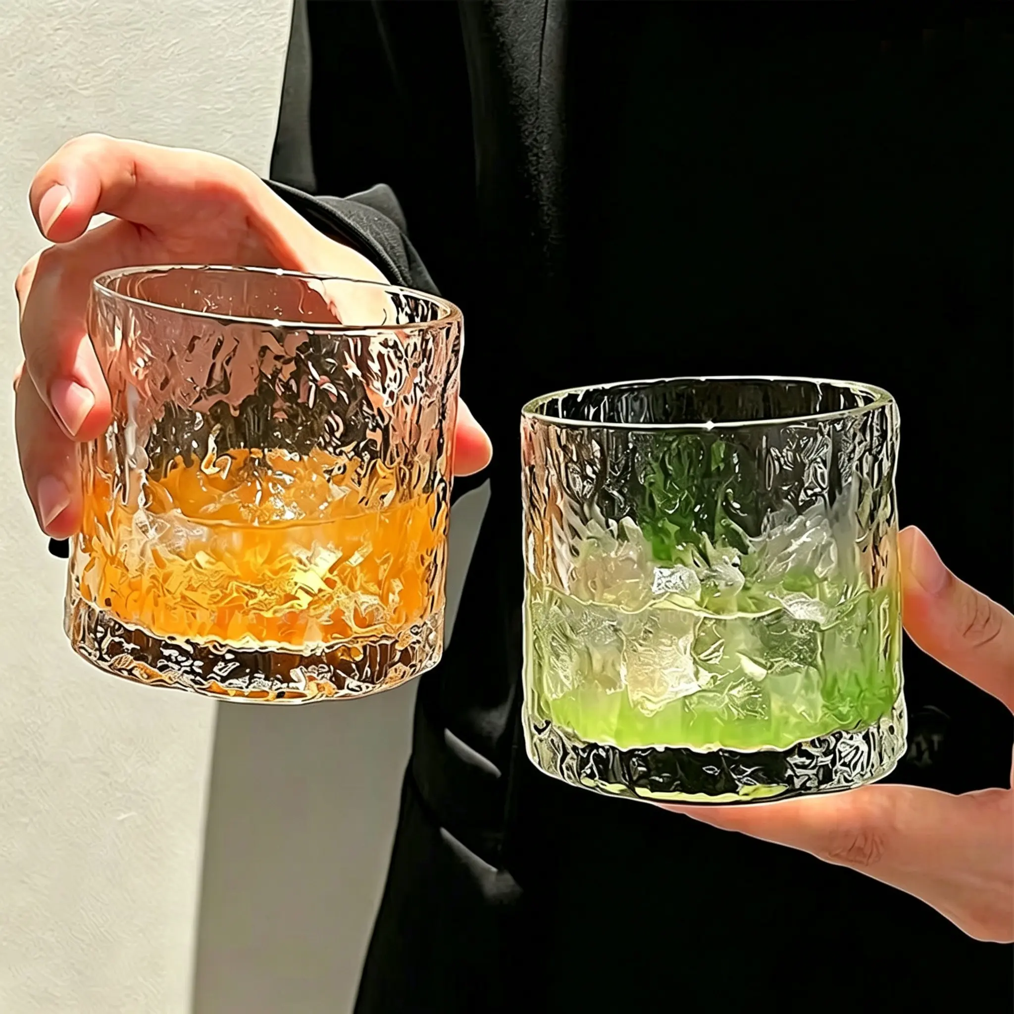 Elegant Stone Pattern Glass Cup, Juice Drinkware, Bar Whiskey Ice Ball Wine Glass, Non-Lead Crystal Glass, High-Quality Beverage Container
