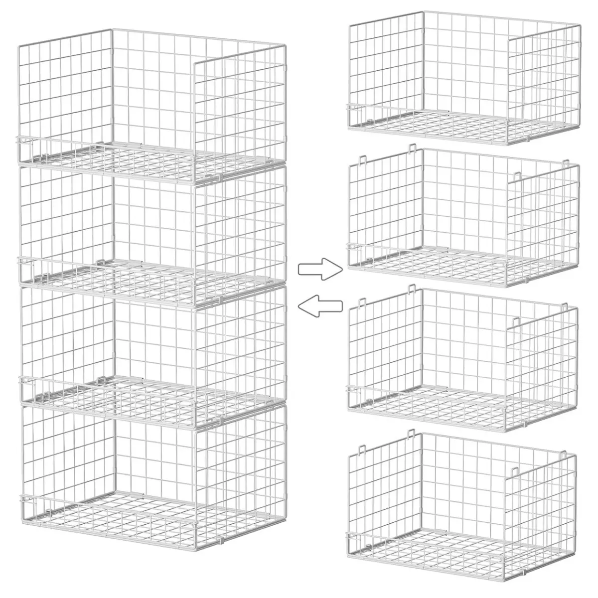 Four-Tier Stackable Closet Organizer Rack, Storage Shelf for Bedroom, Clothes Hanger, Layered Shelving Unit, Space-Saving Furniture
