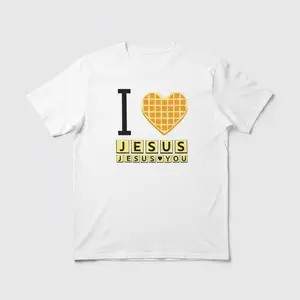 I Love Jesus Jesus Love You Waffle Comfort  Shirt, Bryce Crawford Merch, Christian Apparel Graphic Tee, Funny Christian Breakfast T-shirt, Unisex Casual 100% Cotton  Inspirational Quote TShirt, TikTok Viral Unisex