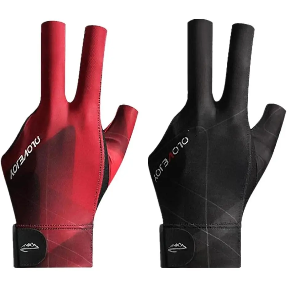 2 PCS Breathable Pool Gloves, Spandex Snooker Left Hand Three Fingers Glove, Elasticity Billiard Training Accessories