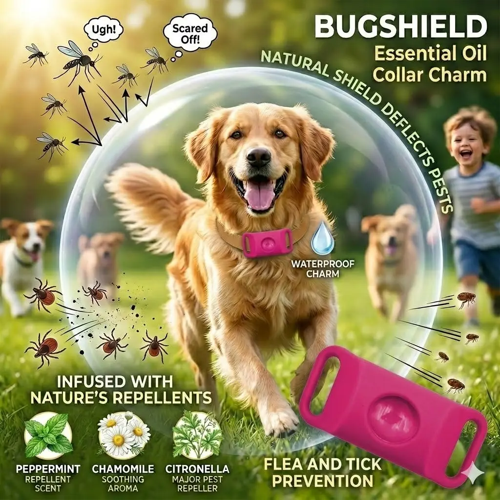 ✨ Bonus Capsule Included! 🌿 Natural Essential Oil Collar Charm | Waterproof Outdoor Bug Protection for Dogs & Cats