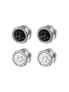 Trendy Hip-Hop Style Magnetic Earring Set, Zircon Embedded, No Piercing, Unisex, Party & Daily Wear, Fashion Jewelry Accessory