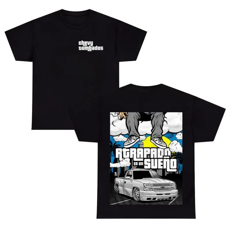 Chevy Tumbados Atrapado En Un Sueño T-Shirt – Lowered Silverado Street Truck , Latino Car Culture Design, Custom Slammed Pickup Shirt, Soft Cotton Blend Gift Graphic Tee funny pet lover gift fashion print vintage basketball fan shirt camo football black