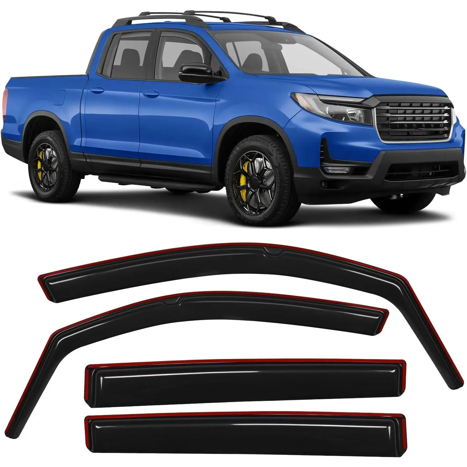 Nilight Acrylic In-Channel Window Visors for Honda Ridgeline 2017-2026, All-Weather Ventilated Inside Mount Deflectors, Smoke Tinted, 4PCS