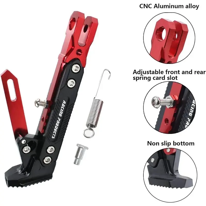 Adjustable Cnc Aluminum Motorcycle Stand, Side Rack Parking Stand for Bikes and Motorcycles, Universal Modification Parts