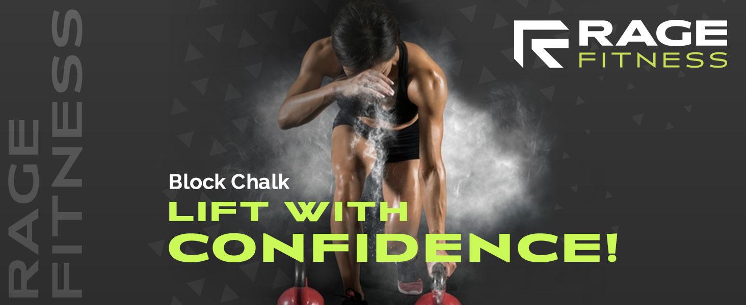 AGS Rage Fitness Premium Gym Chalk, Pure Magnesium Carbonate Chalk for Excellent Grip, Weightlifting, Gymnastics, Rock Climbing - Block Chalk 1 LB