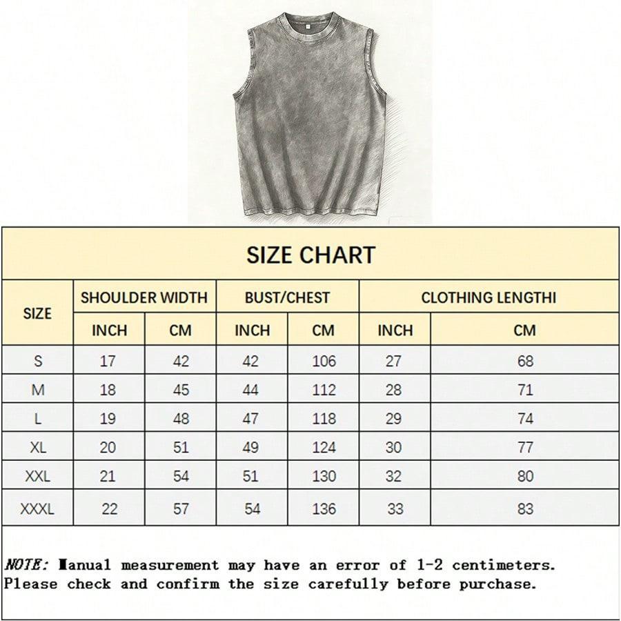 Oversized Distressed Black Graphic Print Sleeveless Tank Top, Relaxed Fit Vintage High Street Style For Summer