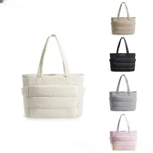 SpringStatements Puffy Bubble Tote Bag, 3 Sizes Quilted Laptop Shoulder Bag
