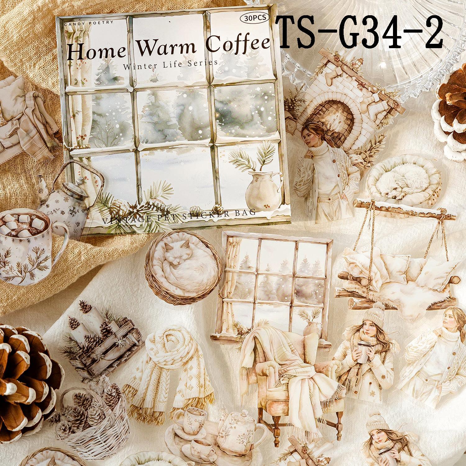 Vintage Scene Pattern Sticker, 30pcs/pack Scrapbooking & Stamping Sticker Set, Diy Decorative Sticker for Scrapbooking & Journal Making