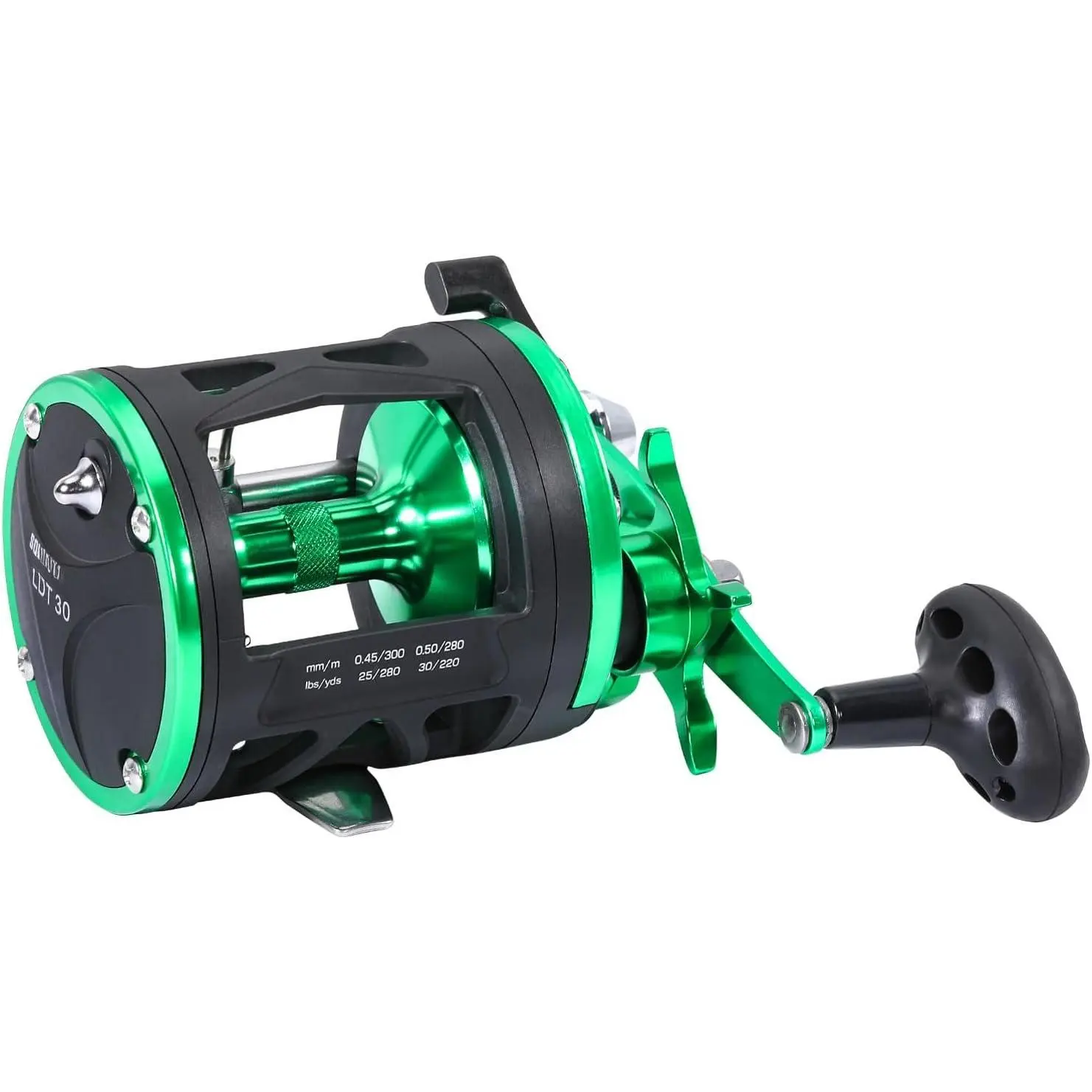 Round Baitcasting Fishing Reel -CNC Machined   Catfish Reel with 25LB Max Drag,  Trolling Reel with Level Wind &  Braking System for Musky Bass Pike