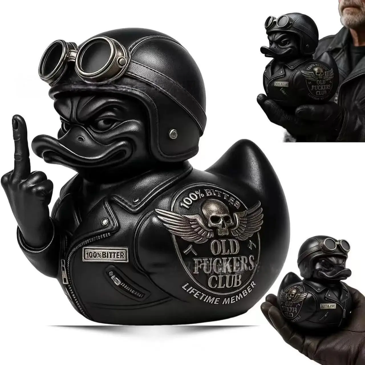 New the Old Bastard Club Duck Ornament, Decorative Duck Sculpture, Unique Home Décor Item, Perfect for Gift Giving, Resin Ducks