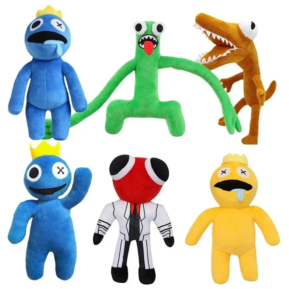 25cm-30cm Soft Fabric Rainbow Friends Animation Monster Plush Stuffed Dolls, Unisex ABS Stress Relief Role Play Toys for Children, Plastic Christmas Gifts as Picture