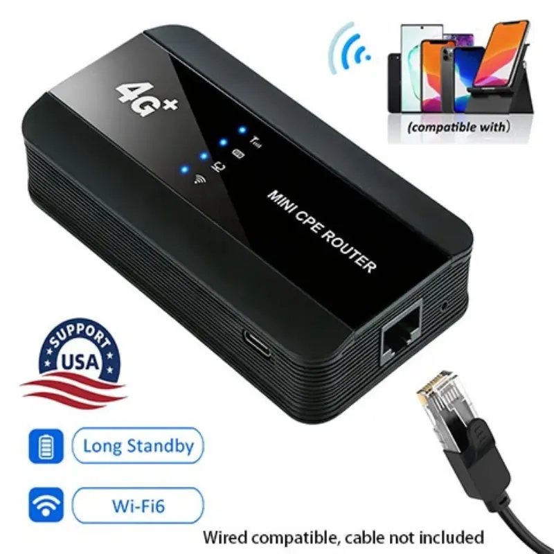 2026 Upgraded 4G LTE Portable WiFi Hotspot, 3000mAh Mini Mobile CPE Router with LAN Port, 150Mbps Travel Wireless Hotspot Device for US Travel RV Camping Trip Home Office, Travel Router for Hotel Wifi, Mifi Modem