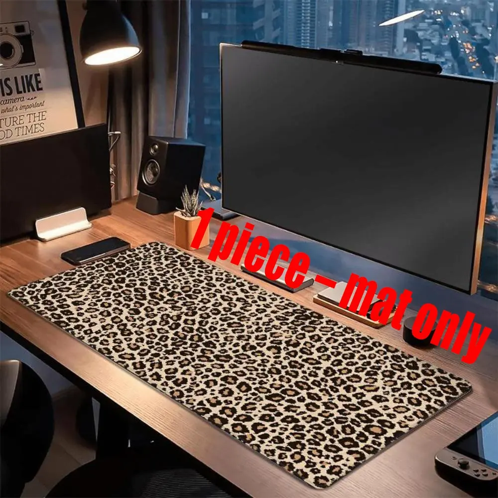 Leopard Print Mouse Pad, Oversized Non-Slip Desk Mat, Smooth Surface for Office and Gaming, Desk Decor, Computer Desk Mat, Office Desk Accessories