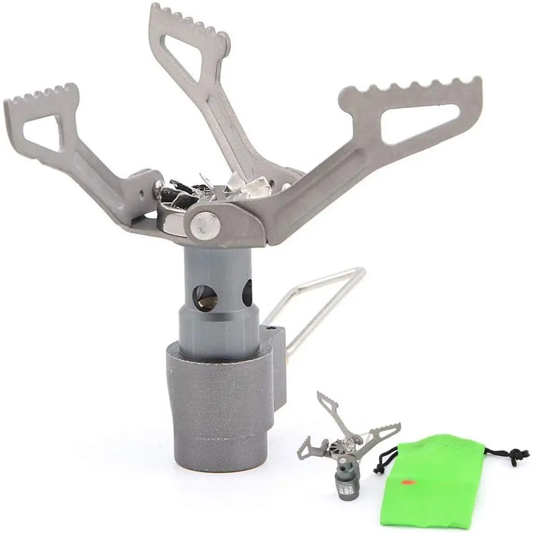 Outdoor BRS-3000T Ultra-Lightweight Titanium Alloy Compact Burner, 25g Miniature Portable Stove for Picnic Camping Gas Cooking, New Model with Portable Size