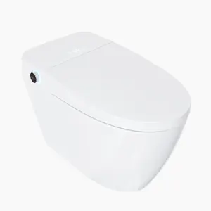 Smart Bidet Toilet with Auto Open/Close & Heated Seat, One Piece with Foot Sensor Lift, Silent Flushing, Warm Air Dryer – White/Black