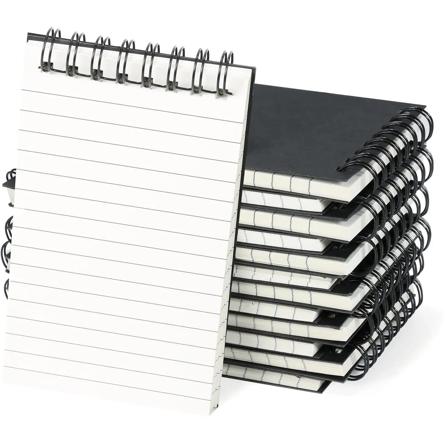 24-Pack 3"x5" Card-Size Pocket Notebooks, Double-Loop Spiral Journaling Supplies with 50 Sheets Lined College Ruled Paper (15 Lines/Page), Tear-Off Memo Pads for Office Use (Black), 3"X5", 50 Sheets