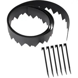 Pound‑In Landscape Edging with Bonus Anchoring Stakes – 20‑Foot Plastic Garden Border, 4.5 in. Straight‑Top Lawn Edging, Black