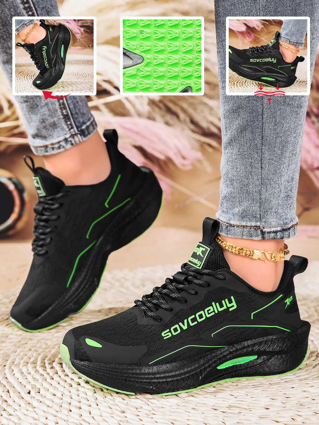 New Lightweight Breathable Sports Shoes, Multiple Colors, Trendy Casual Sneakers, Soft Shock Absorption, Non-Slip, Comfortable for Daily Commute & Outdoor Fitness