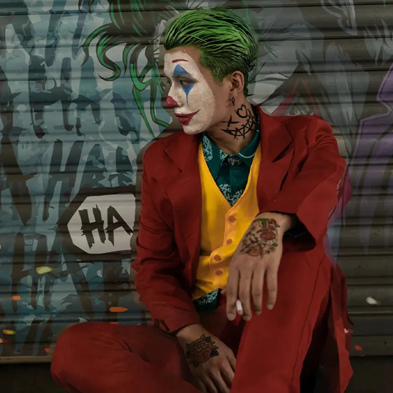 S-5XL Halloween stage performance costume Joker Joaquin Phoenix cosplay costume clown suit cosplay