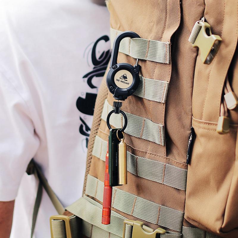 Outdoor 3-in-1 Retractable Keychain with Steel Wire – Carabiner, Magnetic Lock, Multi-Purpose for Hiking, Camping, Fishing & Commuting