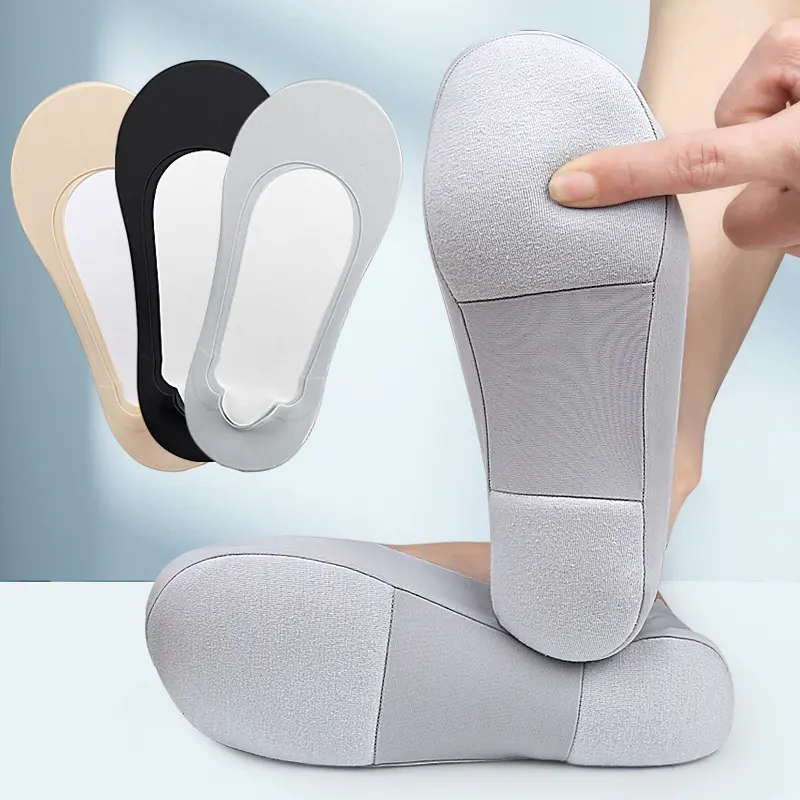Women's Plain Invisible Shallow Boat Socks (10 Pairs) - Low-Top, Soft Sponge Shock-Absorbing, Pressure-Relieving, Customizable Cut, Anti-Slip, Plain Invisible Socks, Soft Comfy Socks
