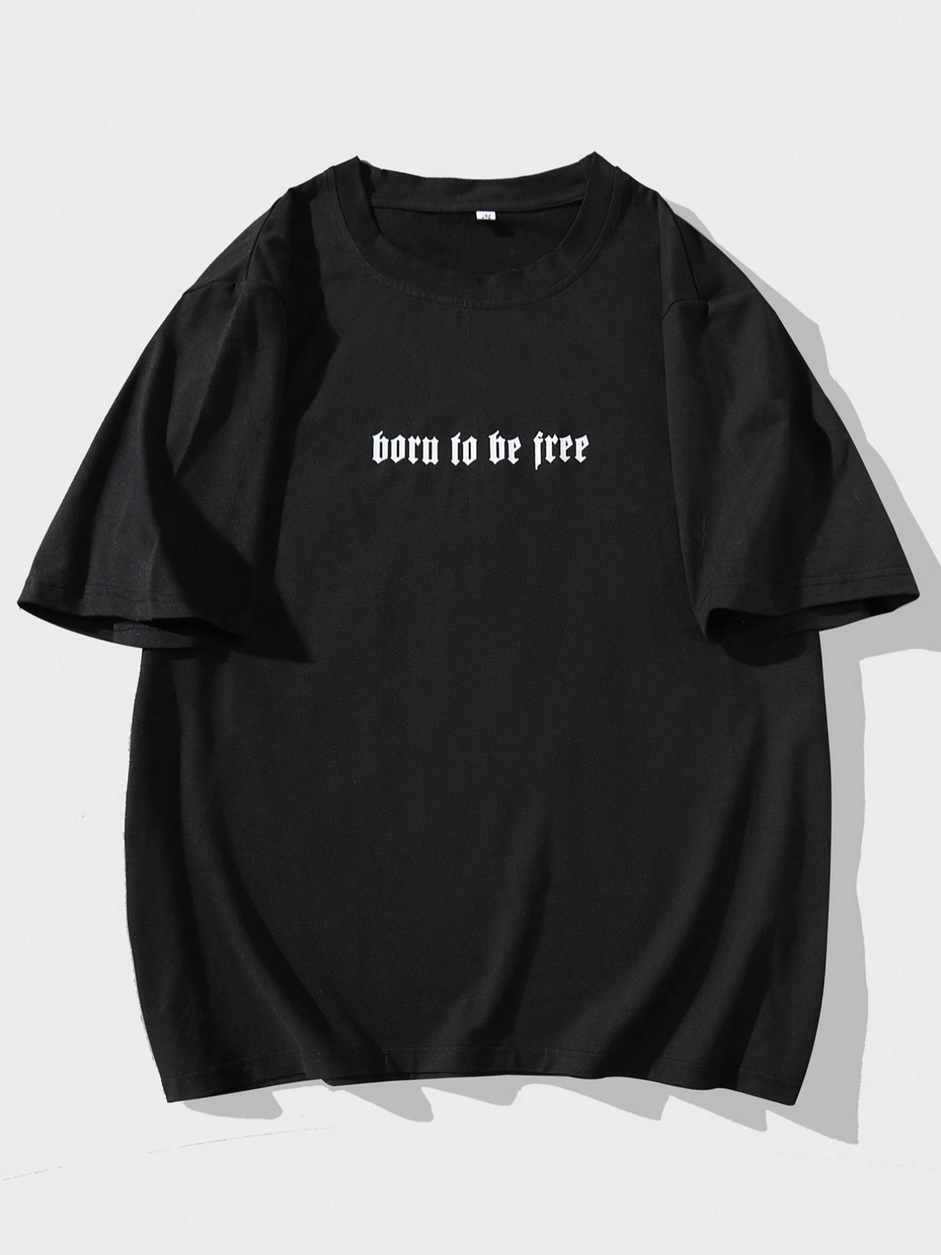 Men's Vintage Graphic Drop Shoulder Streetwear T-Shirts, Bold Graphic Tee, Fashion Casual Loose Short Sleeve T-Shirts for Daily Holiday Outdoor Wear, Men Clothes for Summer Top