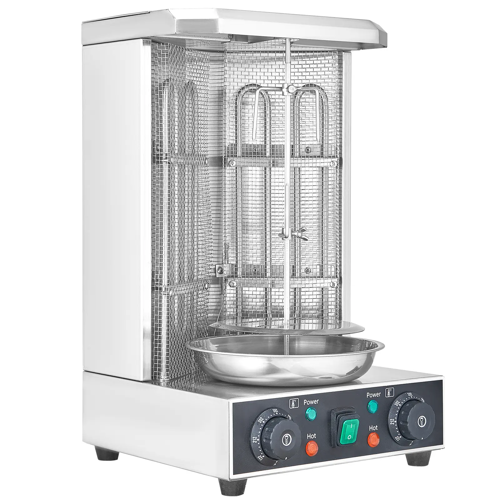 1700W Rotating Grill Shawarma Machine, Metal Body Chicken Shawarma Cooker with Burners, 5 RPM Motor Speed, Independent Temperature Control, 360° Rotational Heating, 1700W Power
