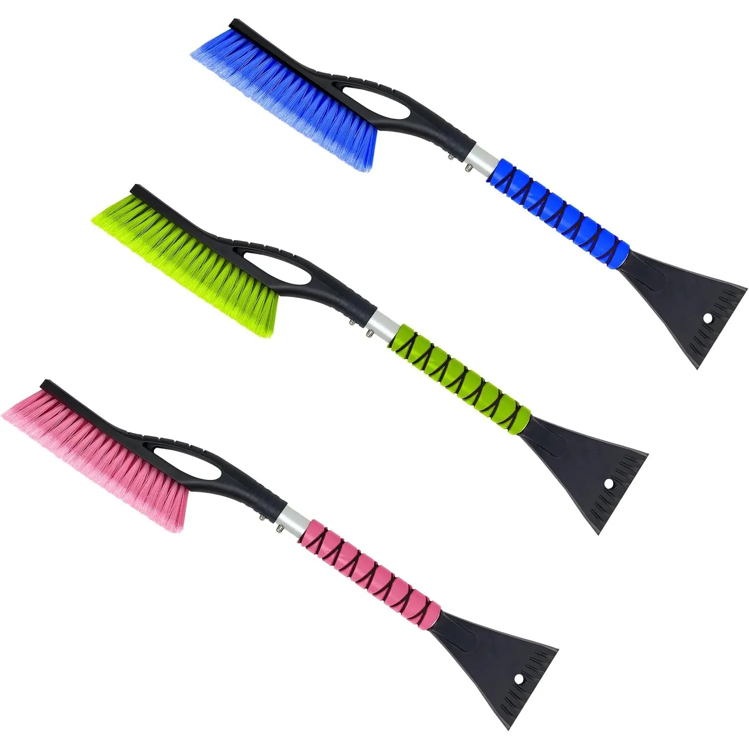27" Snow Brush and Ice Scrapers for  Windshield (3 Pack), Window Scraper with   Grip, Snow Removal for ,  Have Winter  Accessories (Green, Blue & )