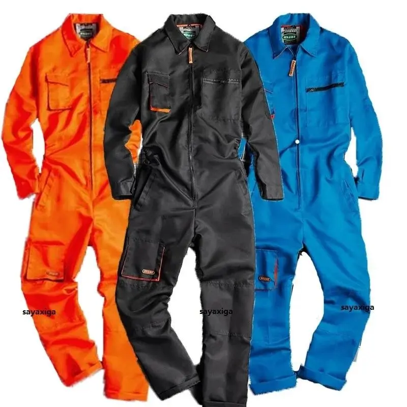 WorkOverallUniformMenWomenWorkingCoverallsWeldingSuitCarRepairWorkshopMechanicalUniformWorkClothesWarehouseSuitWorkwearOrangeCottonMenswearBeigePlain