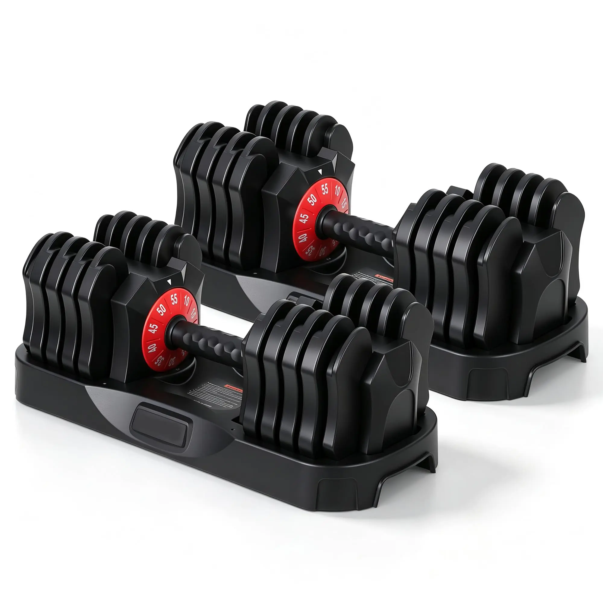 Quick-Adjust Selector Adjustable Dumbbell Set, 10-55 lb Selectable Free Weight for Home Gym Strength Training - Locking Handle, Space-Saving Design - Color B - 55 lb