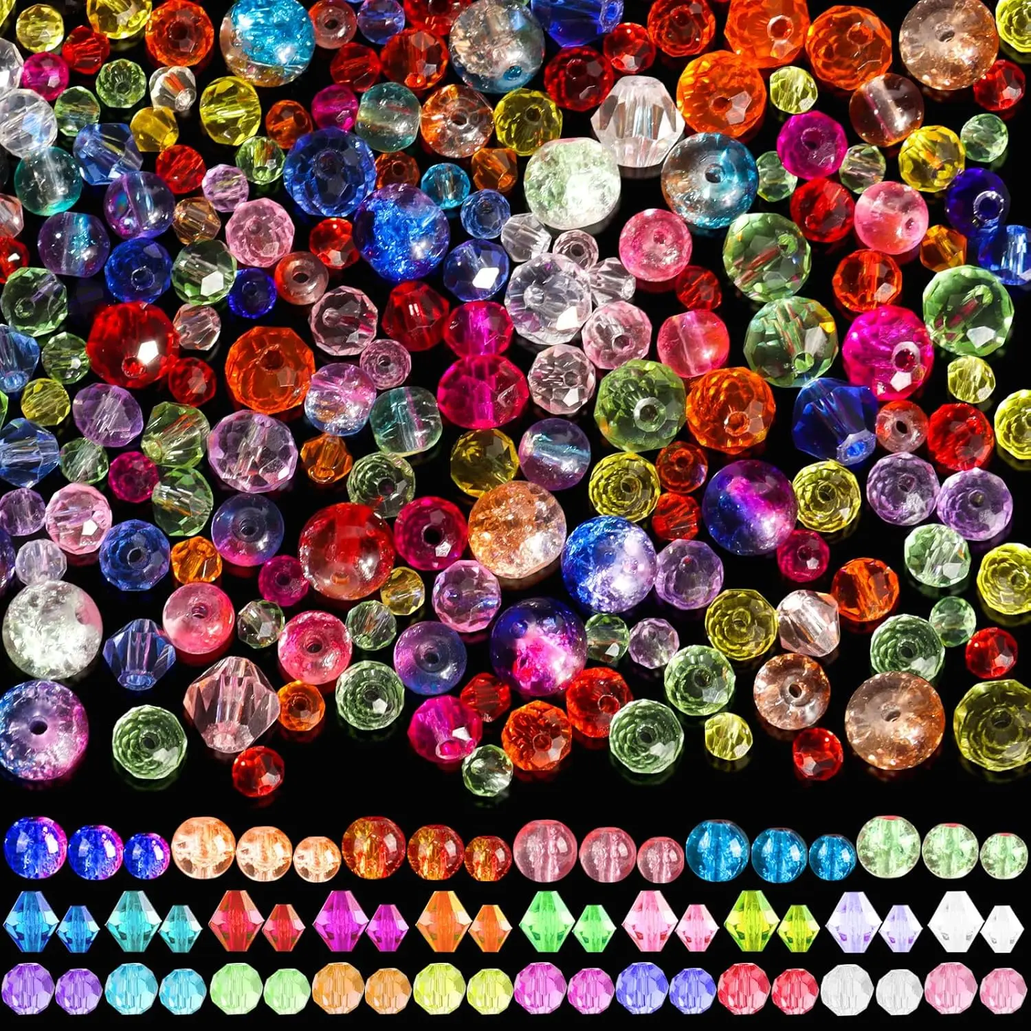 1300 count Glass Beads for  Making Colorful Rainbow Craft  Beads  Colorful Loose Beads with Box for Making Necklaces, Earrings, Decorations, Clothing Accessories, Bracelets